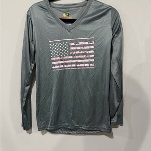 Mossy Oak Pink Camo American Flag Performance Tee Size Medium